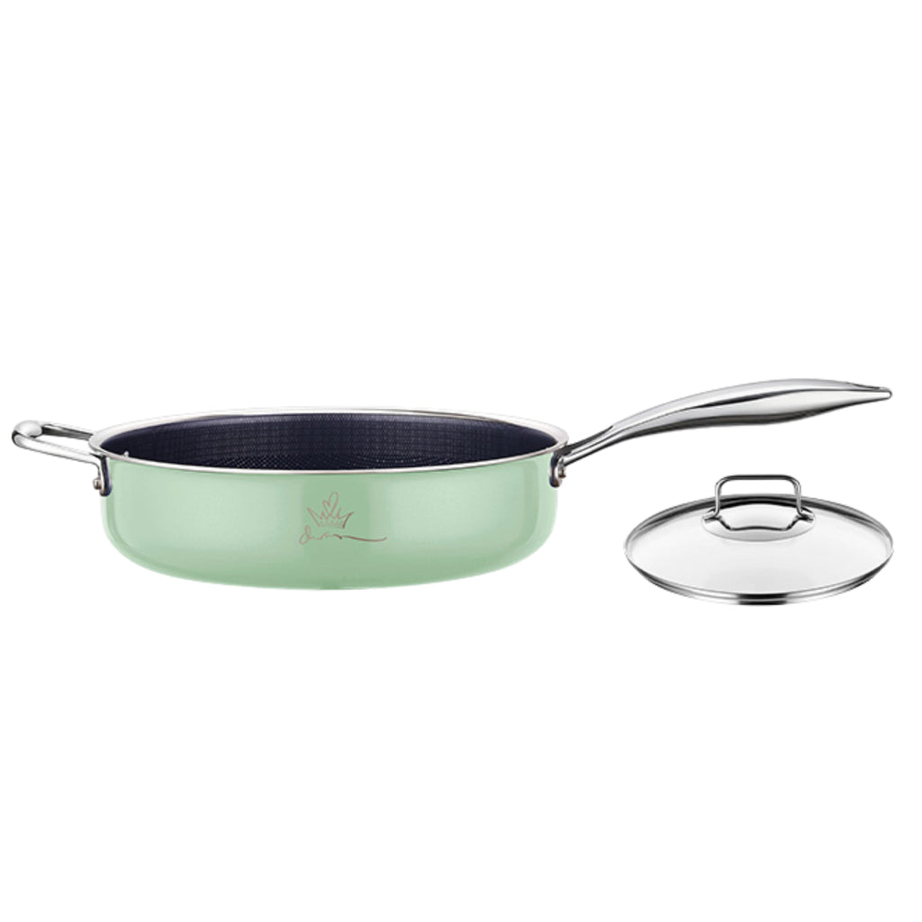 曼烹 - 多巴胺女王鍋3D藍鑽陶瓷釉萬能鍋深煎鍋 (28厘米) 三款顏色可供選購 #連G型鍋蓋